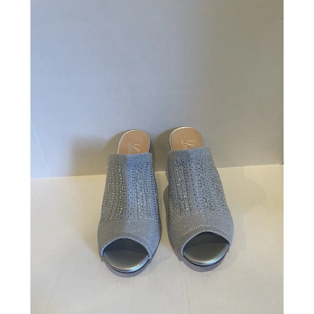 Lauren Lorraine Martha Silver Heels 9‎ NEW Sparkly Prom Wedding Party Shoe